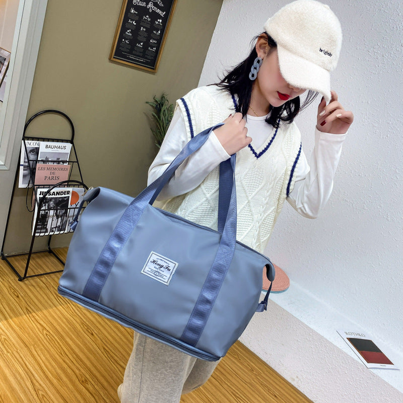 Short-haul travel bag, fashionable anti-splashing luggage bag, checked bag, large-capacity wet and dry separation sports fitness bag, women