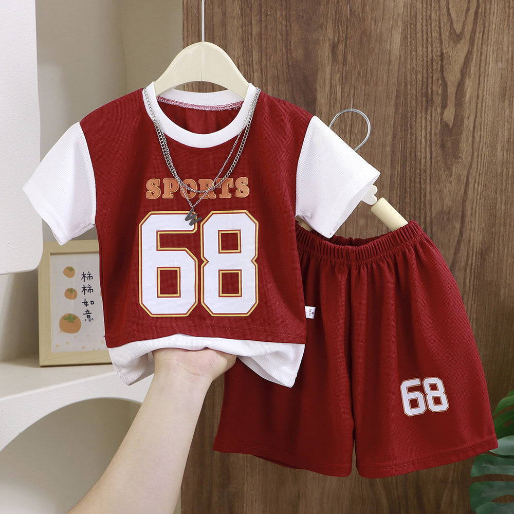Kids' summer new arrival short-sleeve set: thin t-shirt and shorts two-piece outfit for baby boys, perfect for outdoor activities and sports
