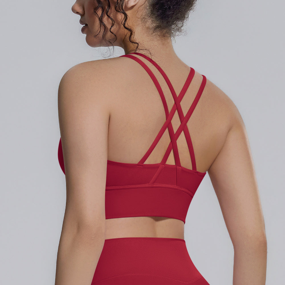 New arrival cross backless sports bra yoga wear topsbubble wrap push-up running training fitness vest for women