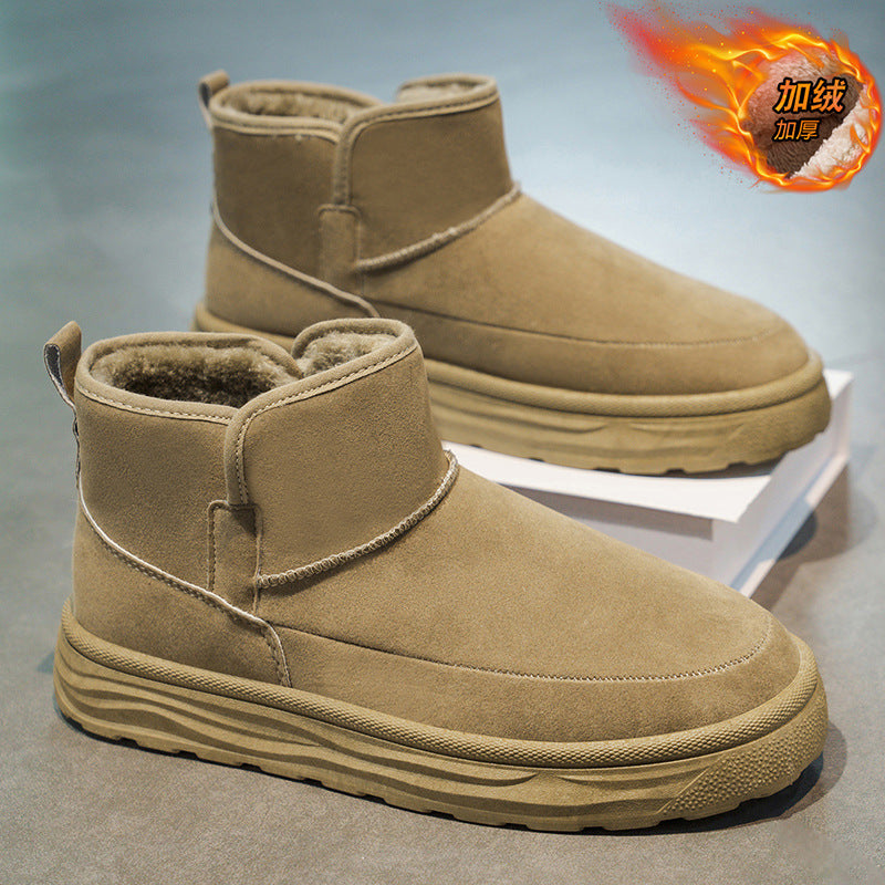 Northeastern snow boots for men winterfleece-linedheattech large cotton shoes for men fur all-in-one cold-proof bread shoes non-slipwaterproof