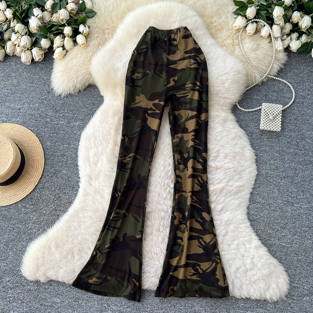 Fashionins wear sexycasual bootcut pants for women autum stretch tight slimming look hip-covering leopard print sweatpants