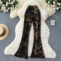 Fashionins wear sexycasual bootcut pants for women autum stretch tight slimming look hip-covering leopard print sweatpants