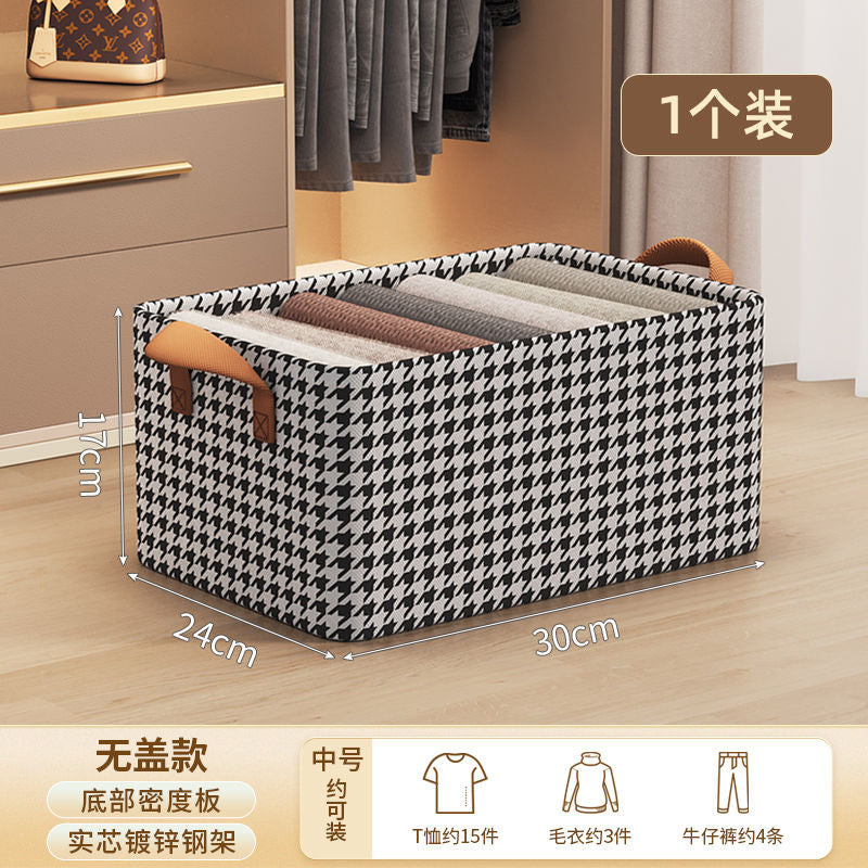 Qiandongge steel frame storage box, drawer type transparent with lid, clothing can be layered storage basket, dormitory sorting storage box