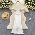 European and american style minimalist knitted dress - women's summer single-breasted hollow-out slimming design - light luxury elegant maxi dress