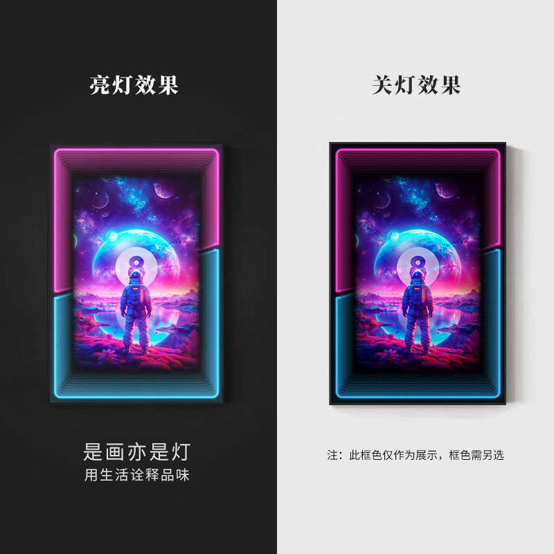 Black eight ball astronaut billiard hall wall decoration painting luminous billiard room hanging painting chess and card club atmosphere light painting