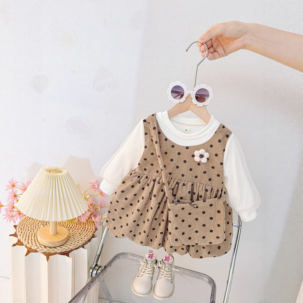 New arrival baby girl spring long sleeves fake suspender skirt girldress spring autum little princess style spring & fall skirt