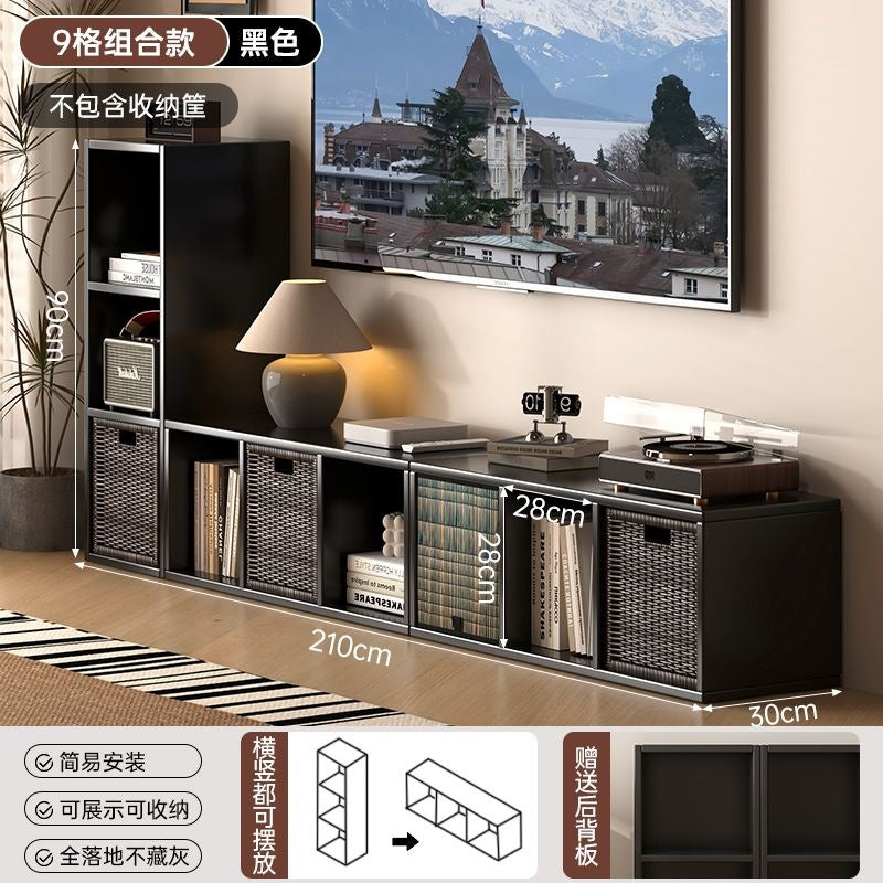 Bookshelf floor-standing locker all-in-one wall-mounted kids bookcase living room reading simple storage combination plaid cabinet bookshelf