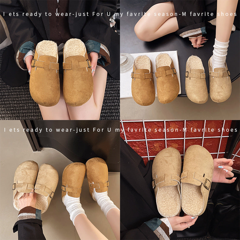 New versatile birkenstock-style women's sandals: retro casual, non-slip, closed-toe, half-wrap, flat, wear-resistant, and easy-to-wear