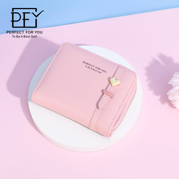 New women's wallet short zipper change bag Japanese and Korean fresh leather + student small wallet women's  purse