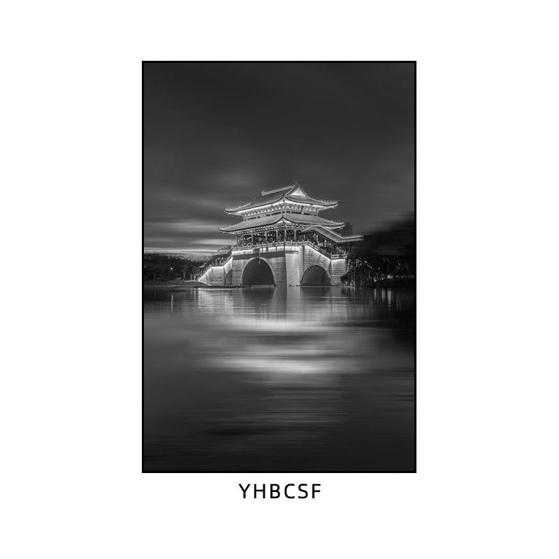 Hunan restaurant hanging paintings old Changsha Chinese hotel restaurant box hanging paintings retro nostalgic Hunan black and white architectural murals