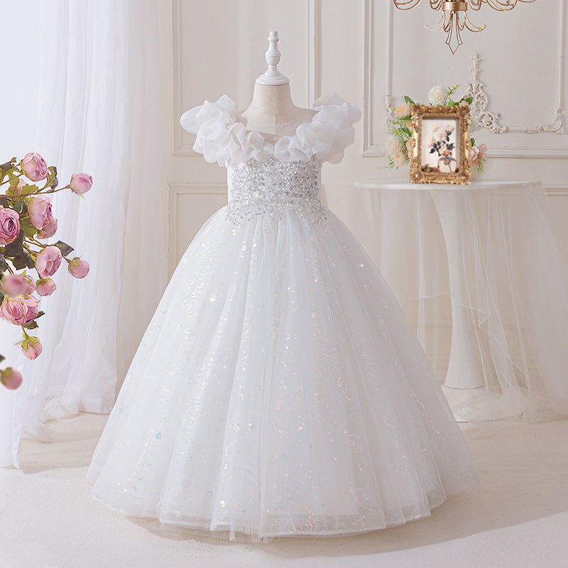 Girls' dresses  new high-end children's birthday tulle dress little girl host children's day piano performance costume