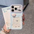 Sweet color block cartoon west highland terrier phone case for apple 18, 3d blush white ip17 protective cover