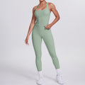 fashion double-sided brushed pure color tight i-shaped back sports suit running fitness yoga clothes two-piece set