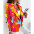 Fall and winternew arrivallong sleeves double-breasted fashioncasualprinting small suit women's silmwoolenoutwear