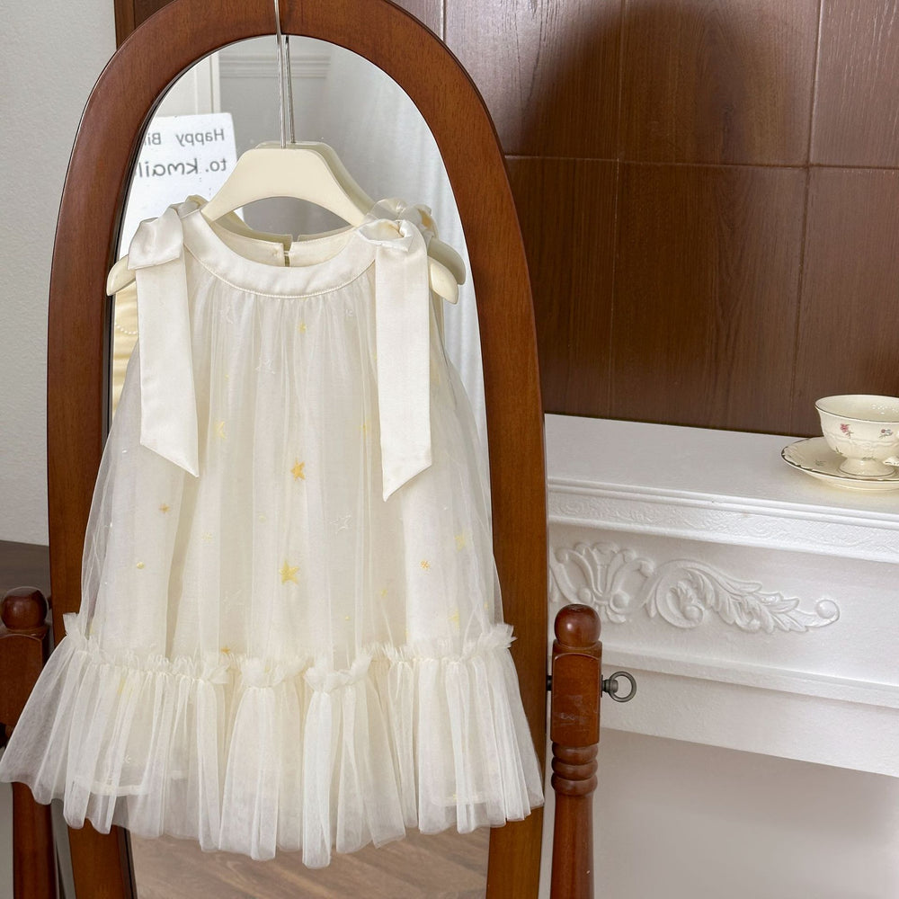 Korean style girls' sleeveless summer dress -  new arrival - little girl's summer shawl princess dress