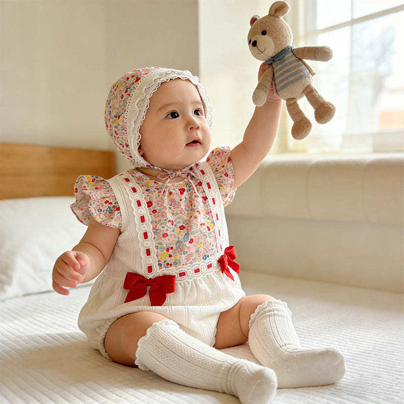 Baby clothes summer thin newborn baby girl bag butt clothes hundred days summer floral full moon cute princess clothes
