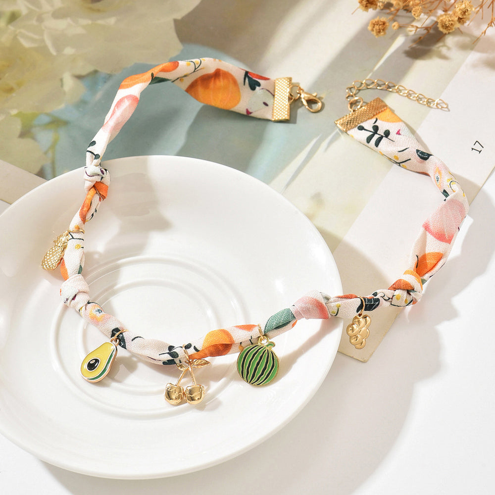 hot-selling flower pendant necklace for women, bohemia resort style, conch, high-end silk scarf, fabric clavicle chain