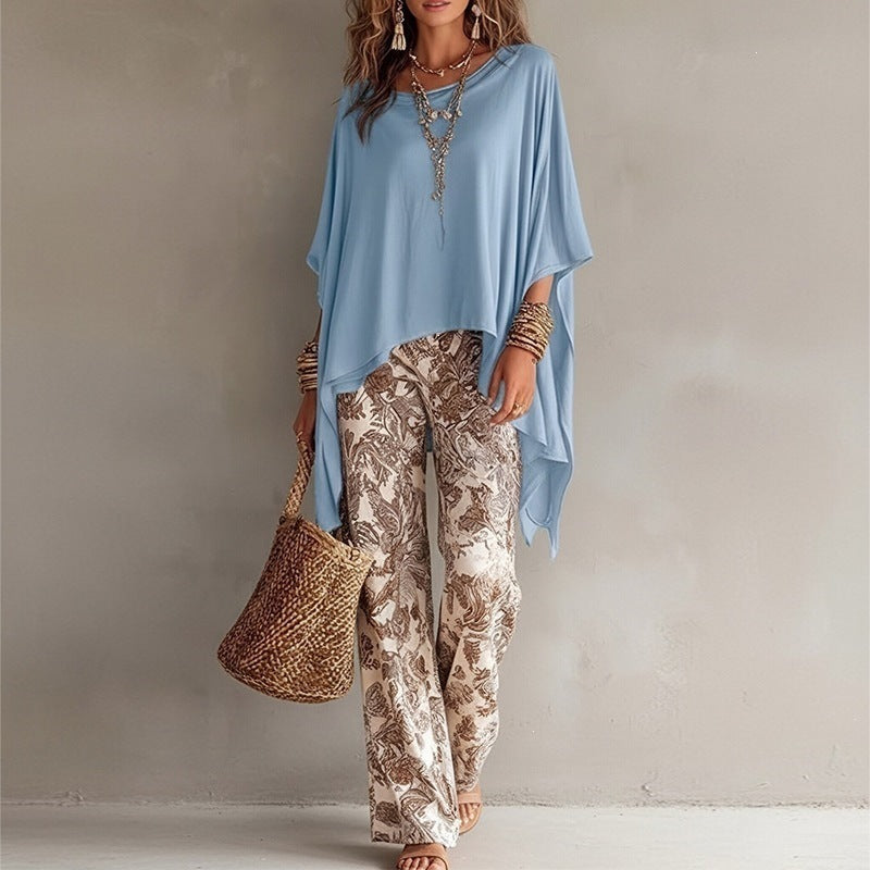 summer new arrivals: women's fashion - european & american export style - trendy vacation vibes - solid color batwing sleeve loose top