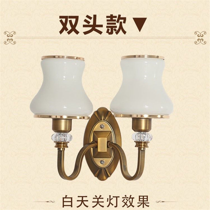 Single head bronze wall room american wall lamp bedroom modern retro european light luxury bedside lamp living room background wall