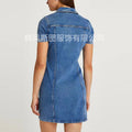 new summer european and american fashion trend lapel denim dress