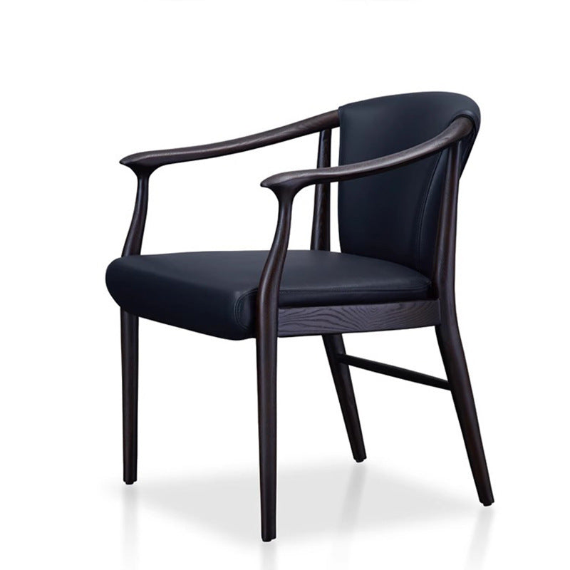 Chinese-style wabi-sabi wind solid wood dining chair study book chair backrest tea chair high-end retro leather reception negotiation chair