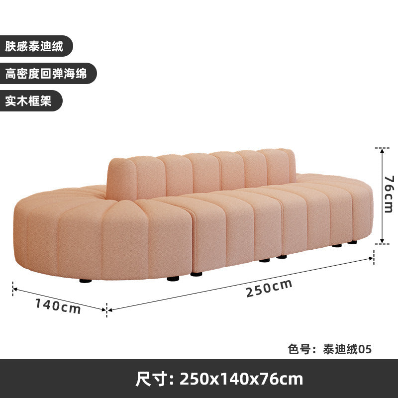 French cream style hotel lobby lounge double-sided sofa - ideal for medical aesthetics, wedding photography studios, clothing boutiques, and beauty salons