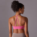 Naked sensation strappy yoga bra - triangle back, push-up, shaping sports bra - workout top for yoga and fitness
