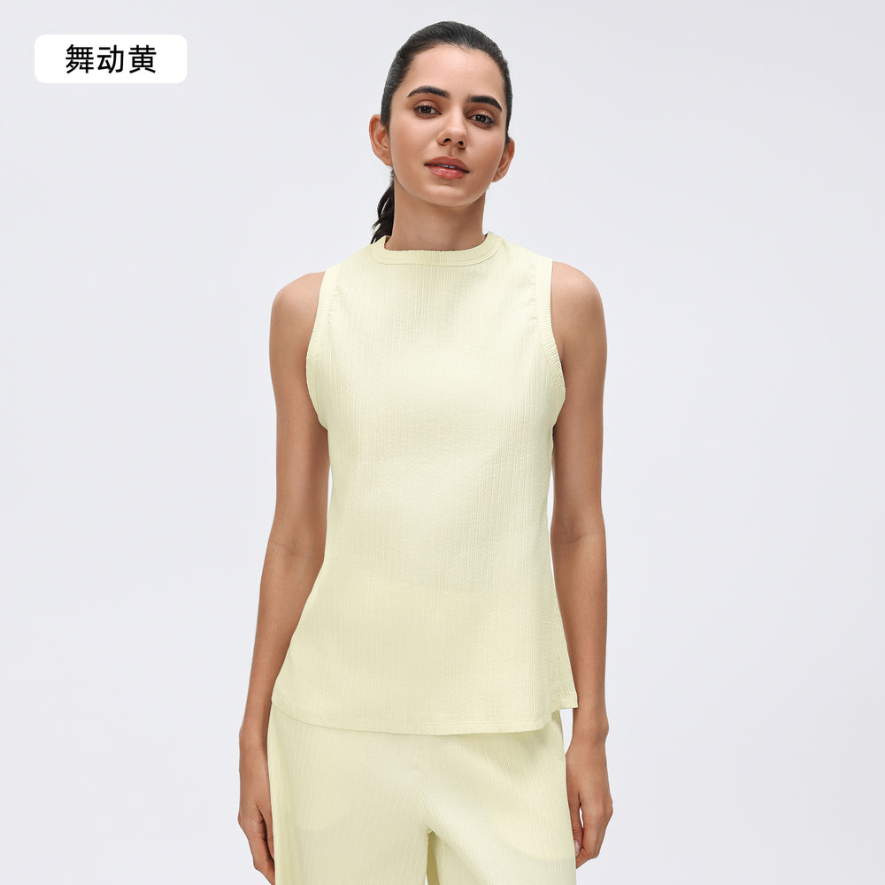 Simple round neck sleeveless tank top women's slim fit vest base layer top comfortable breathable activewear d26020