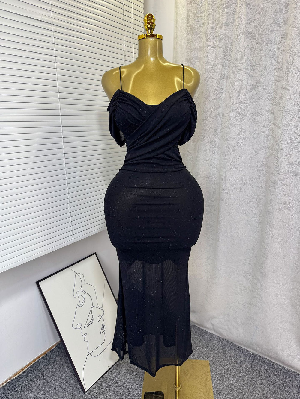 Export cross-border elegancepure color one shoulder suspender silmdress female summer pure lust style high waistelegant hip skirt