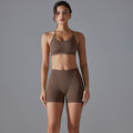 European and american seamless criss-cross back yoga outfit - breathable, quick-drying, compression crop top activewear set for running and fitness