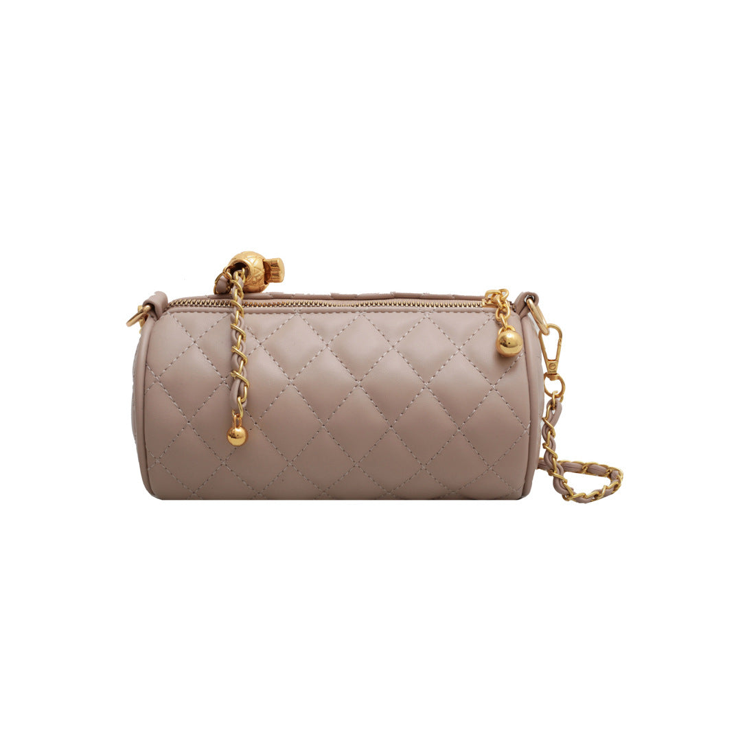 Foreign order popular niche bag women's 2025 summer new diamond chain shoulder messenger bag popular cylinder bag