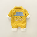 Baby outing one-piece clothes autumn winterthickened haki 0-1 years old baby boy climbing suit corduroy one-piece