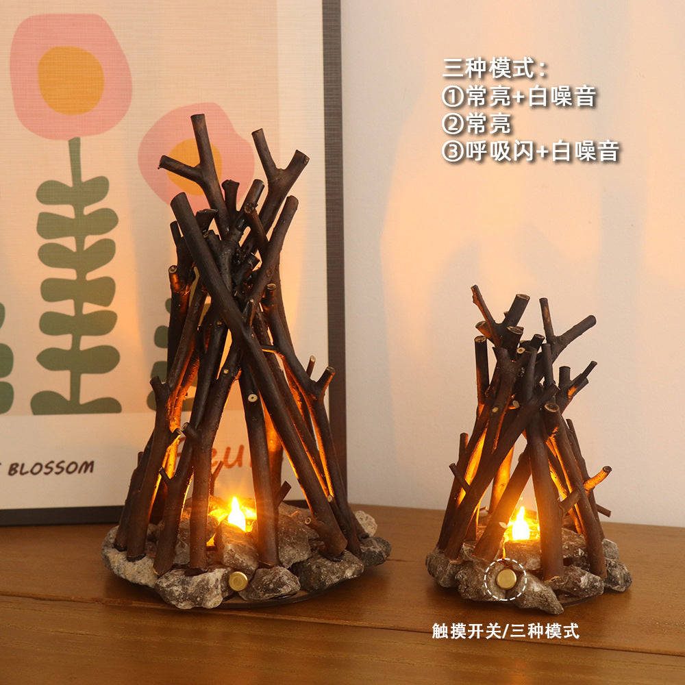 USB charging branch campfire night light with white noise LED warm ambient light bedroom ornament gift for friends
