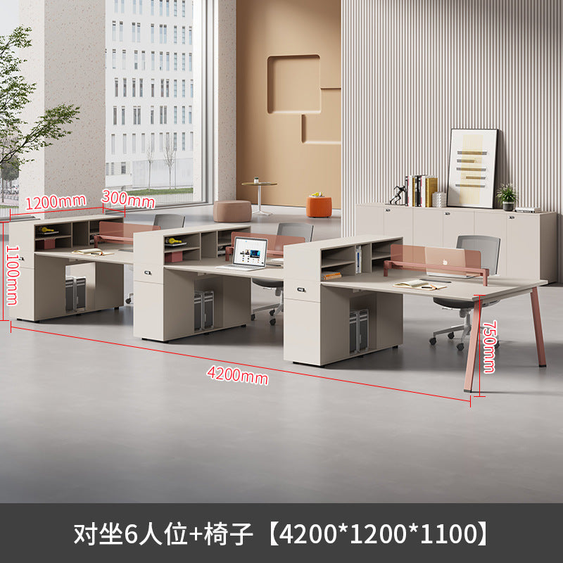 Staff desk office desk and chair combination casual modern office screen computer desk employee slot six-person booth