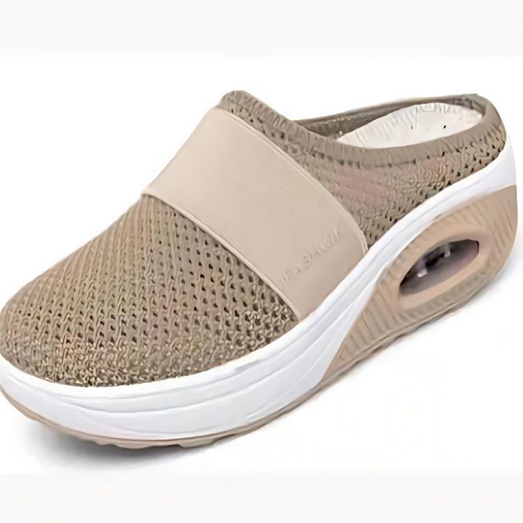 Exportplus size heelless slip-on women's lazy air cushion cut out mesh breathable toe-cap half-drag women's shoes