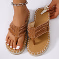 Women's fashion flip-flops: summer 2024 new arrivals - flat, stitched, frayed edge, thong sandals, beach shoes, and fisherman sandals