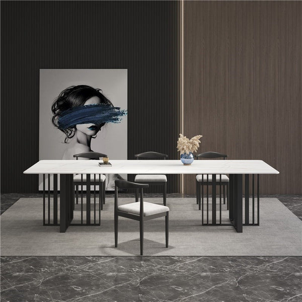 Nordic light luxury modern conference table marble 2 meters office strip table workbench rock slab desk negotiation table and chairs
