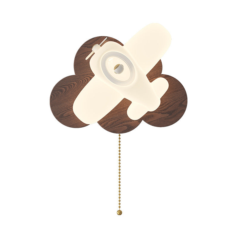 Wall lamp simple modern creative cloud plane children's room wall lamp log wind bedroom bedside ambient lamp