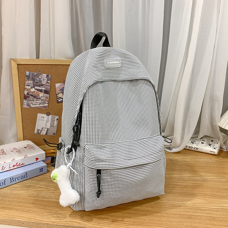 2025 new small fresh plaid backpack - student schoolbag, family matching bag, travel bag, lightweight korean style backpack for girls
