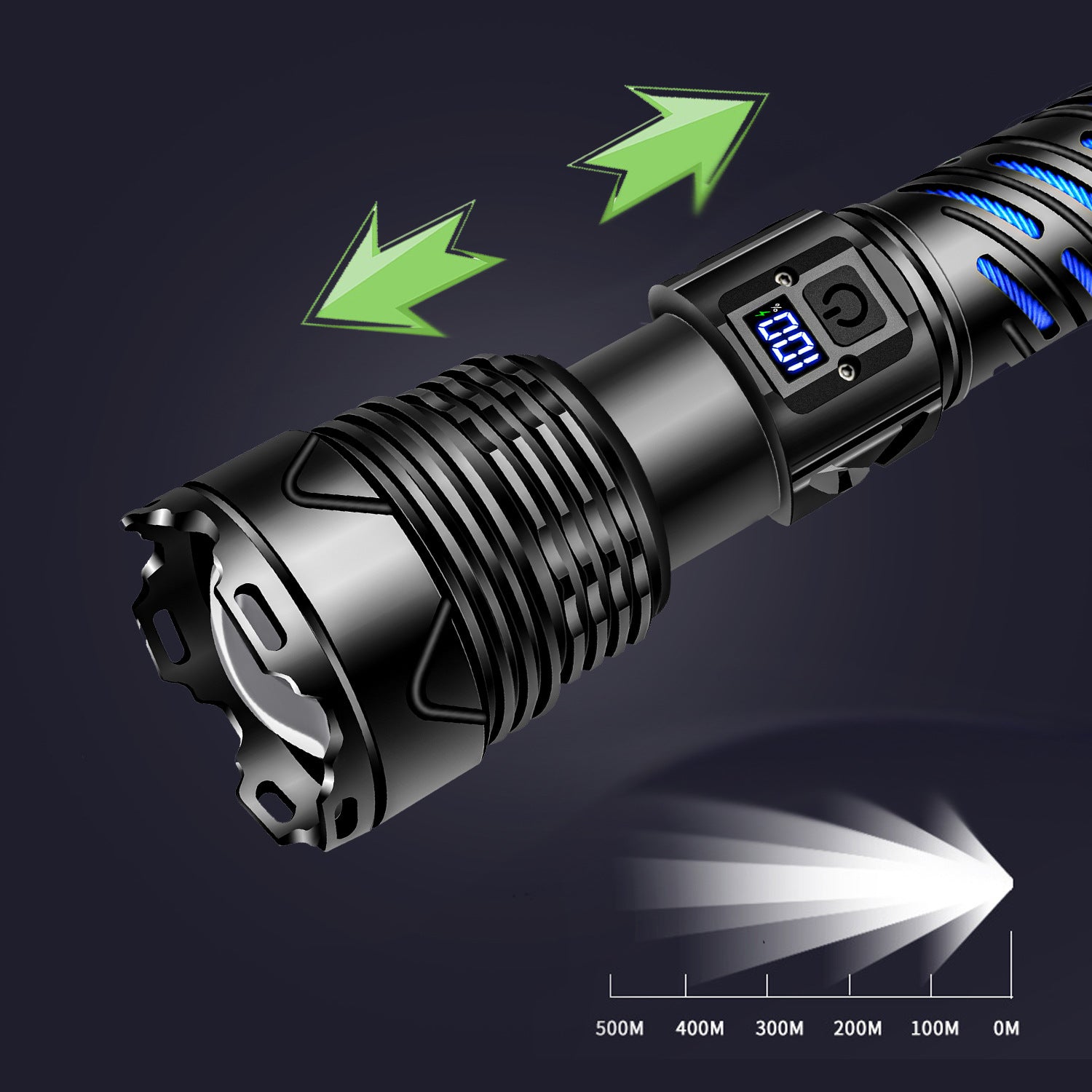 Best-selling multi-function strong light P160 flashlight patrol outdoor hand pressure high power convenient telescopic focusing flashlight