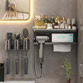 Bathroom cosmetic storage rack hair dryer holder bathroom gun gray wall-mounted paper towel storage rack hair dryer