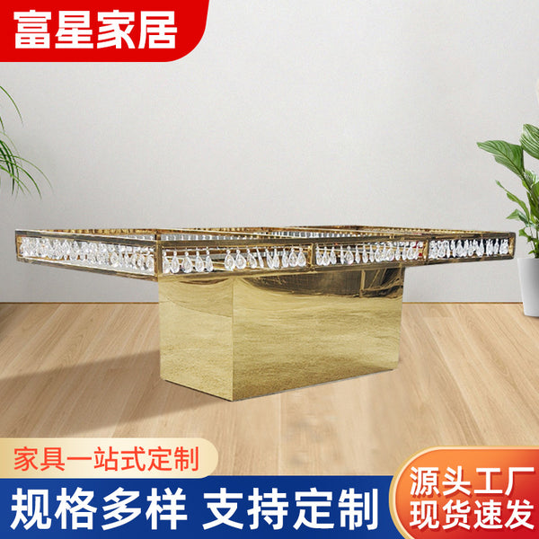 Wedding table custom catering furniture stainless steel dining table semi-round table tempered glass splicing large round table combination