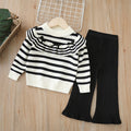 Girls' knitted sweater two-piece set -  autumn/winter new collection - baby girl striped pants outfit