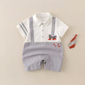 new arrivalk-style baby short-sleeved romper, newborn baby one-piece, 100-day gentleman's outing romper
