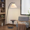 Modern minimalist floor lamp - living room accent light with shelves, designer-inspired mid-century style
