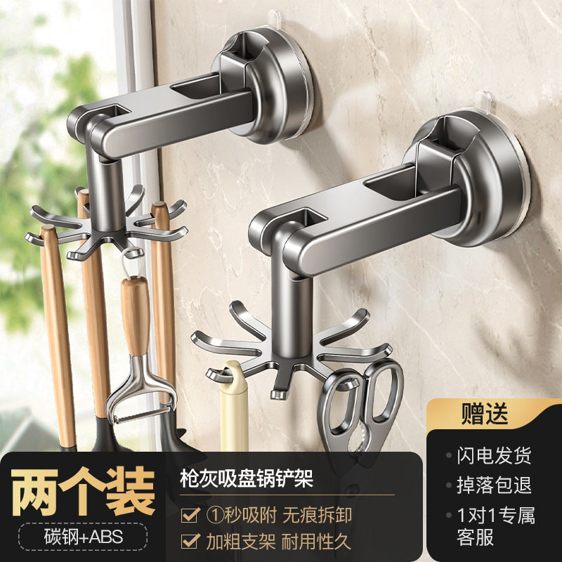 Kitchen rotate suction cup hook storage rack spatula spoon shovel hanger punch-free kitchenware storage rack
