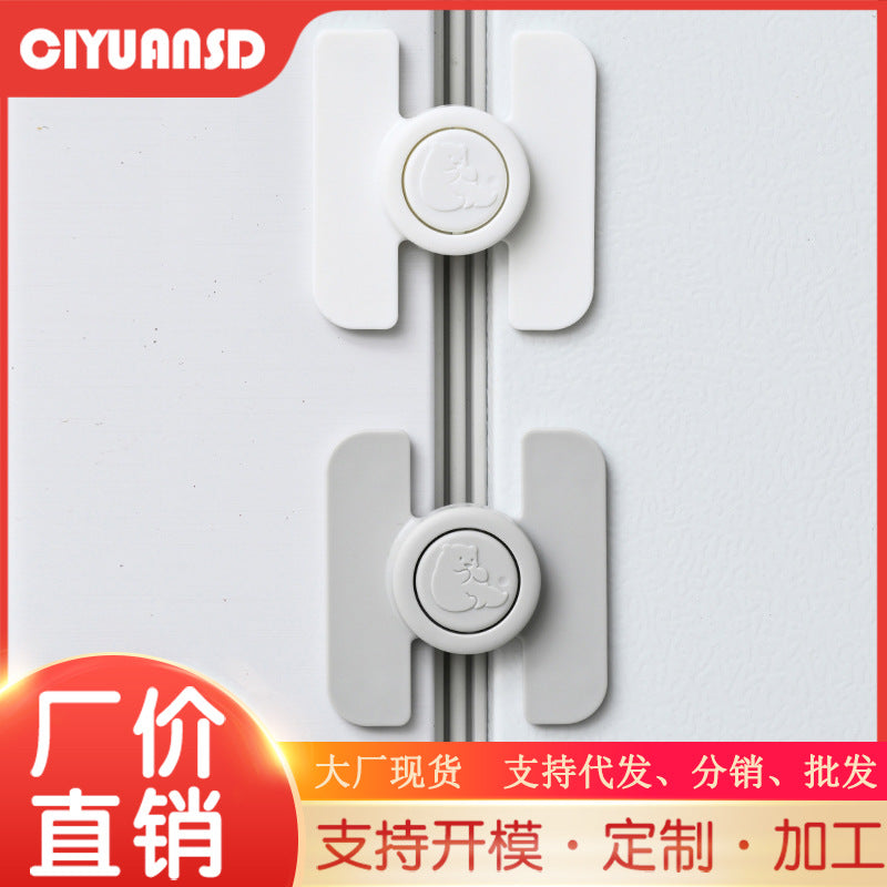2026 new refrigerator lock, child safety lock, double buckle wardrobe lock, cabinet door lock, protective lock, drawer lock - cross-border