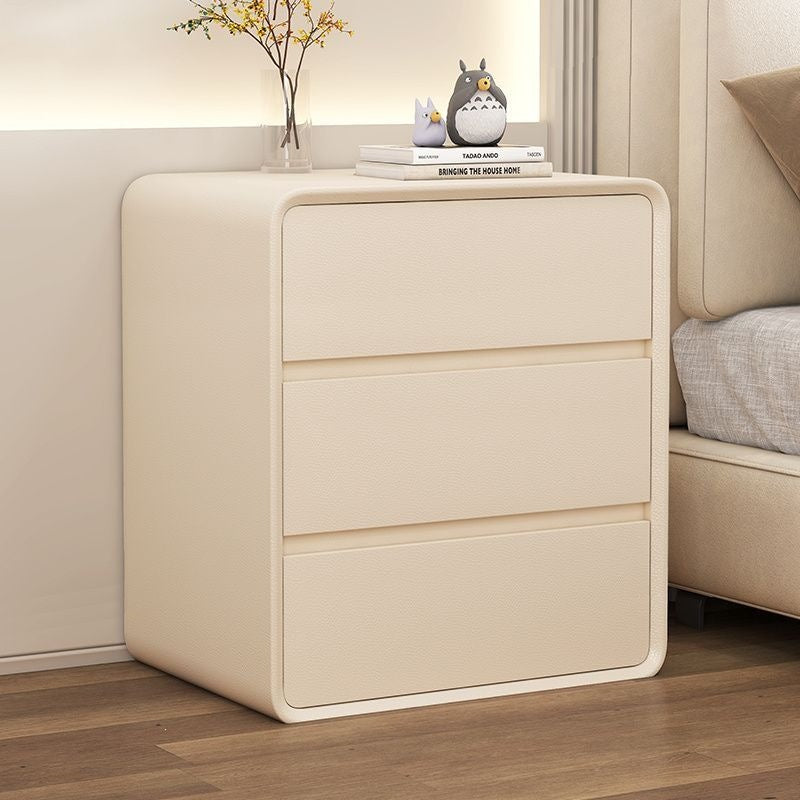 Bedside tableaccessible luxurycream style normcore storage cabinet for home bedroom modern casual small solid wood leather bedside cabinet