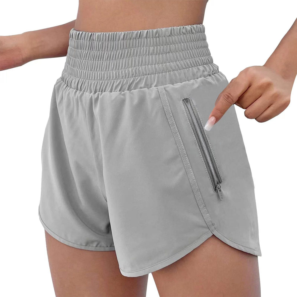 pocket sports shorts women's high waist double layer fitness casual yoga running shorts