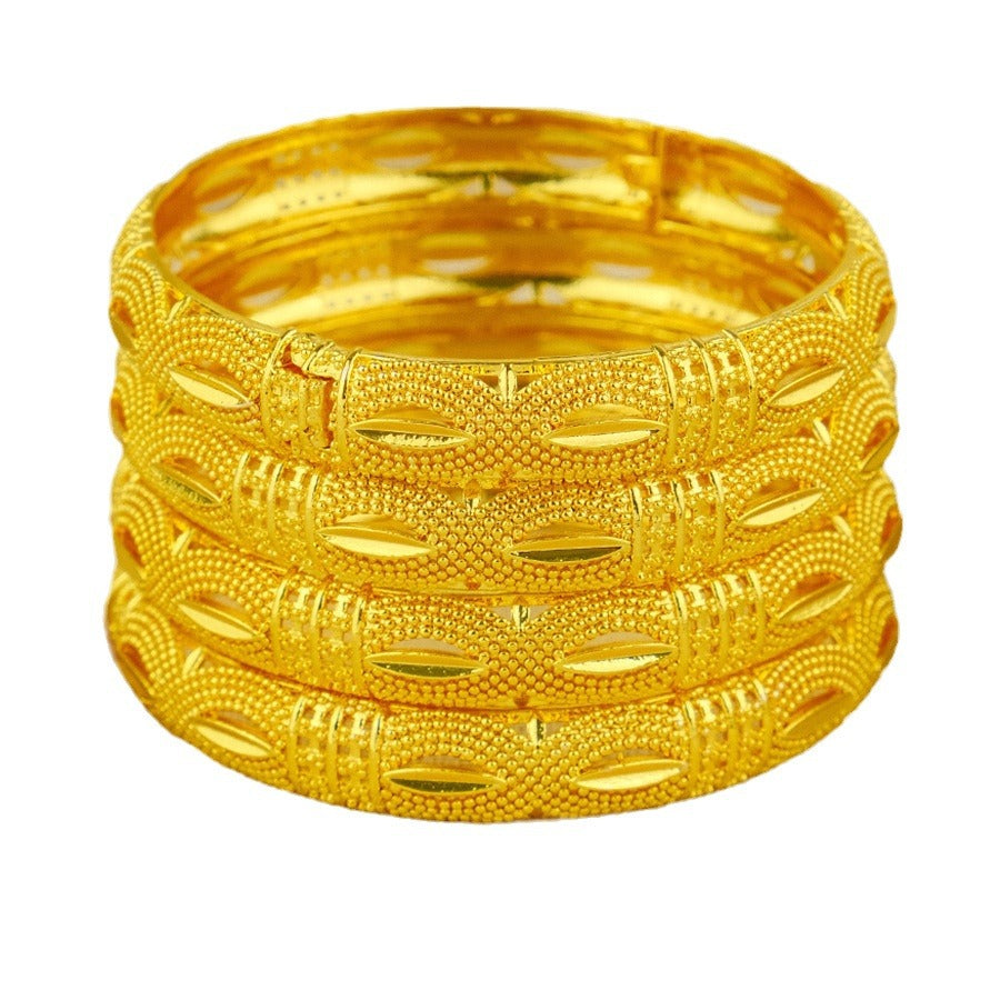 Middle eastern 24k gold plated women's bangle luxury jewelry gift designer indian bracelet african arabian wedding